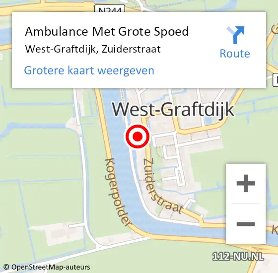 Locatie op kaart van de 112 melding: Ambulance Met Grote Spoed Naar West-Graftdijk, Zuiderstraat op 15 november 2022 22:49