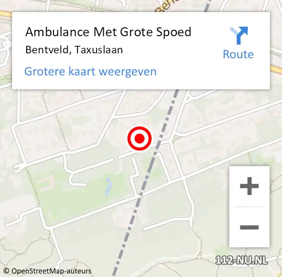 Locatie op kaart van de 112 melding: Ambulance Met Grote Spoed Naar Bentveld, Taxuslaan op 15 november 2022 22:55