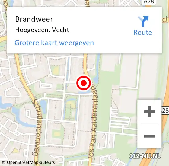 Locatie op kaart van de 112 melding: Brandweer Hoogeveen, Vecht op 15 november 2022 23:00