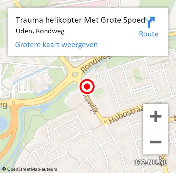 Locatie op kaart van de 112 melding: Trauma helikopter Met Grote Spoed Naar Uden, Rondweg op 15 november 2022 23:02
