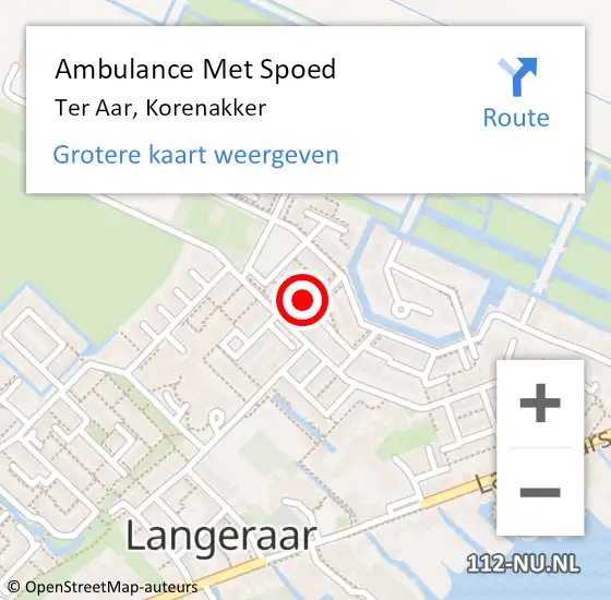 Locatie op kaart van de 112 melding: Ambulance Met Spoed Naar Ter Aar, Korenakker op 15 november 2022 23:59