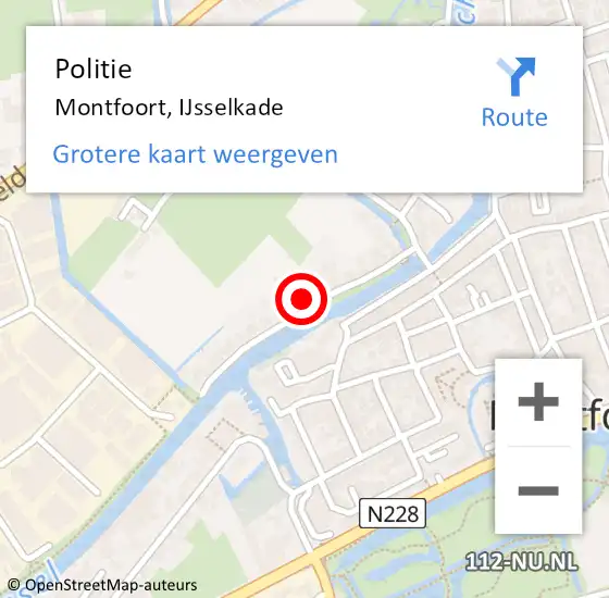 Locatie op kaart van de 112 melding: Politie Montfoort, IJsselkade op 16 november 2022 01:24