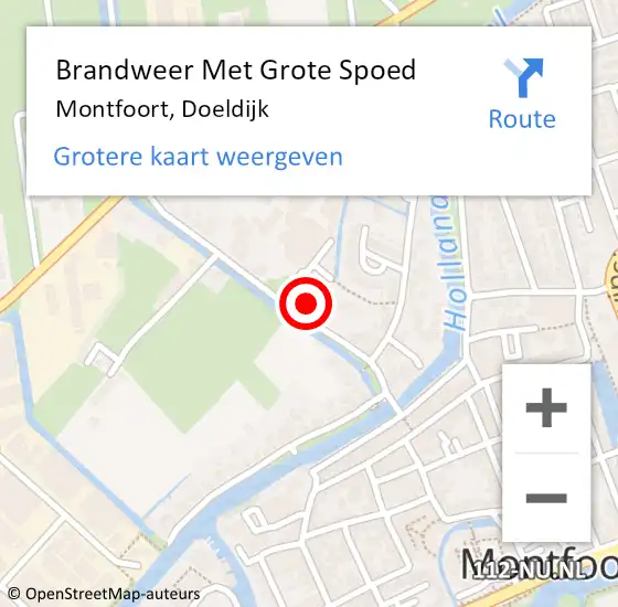 Locatie op kaart van de 112 melding: Brandweer Met Grote Spoed Naar Montfoort, Doeldijk op 16 november 2022 01:26