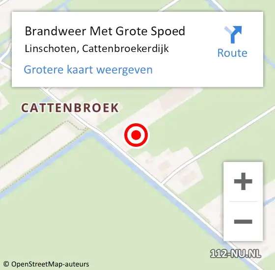 Locatie op kaart van de 112 melding: Brandweer Met Grote Spoed Naar Linschoten, Cattenbroekerdijk op 16 november 2022 01:34