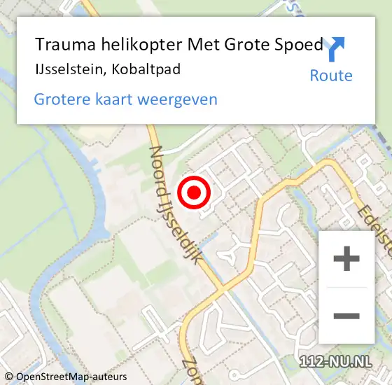 Locatie op kaart van de 112 melding: Trauma helikopter Met Grote Spoed Naar IJsselstein, Kobaltpad op 16 november 2022 01:53