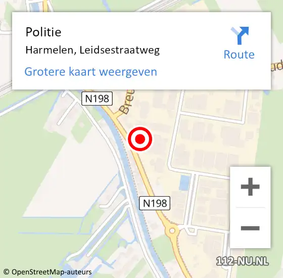 Locatie op kaart van de 112 melding: Politie Harmelen, Leidsestraatweg op 16 november 2022 02:22