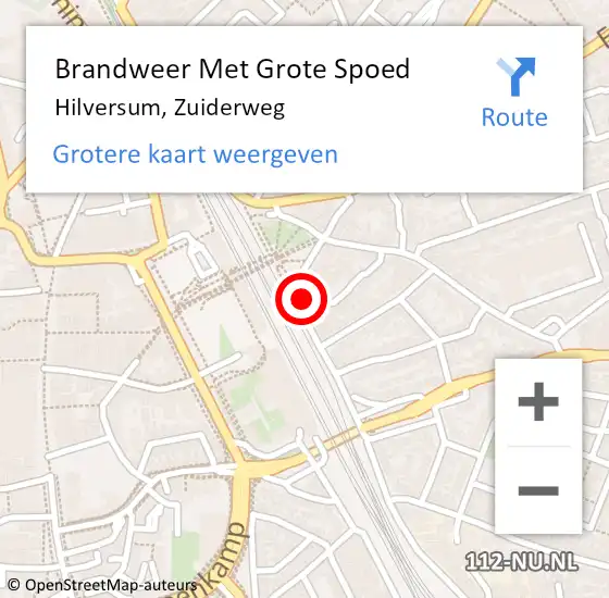 Locatie op kaart van de 112 melding: Brandweer Met Grote Spoed Naar Hilversum, Zuiderweg op 16 november 2022 03:58