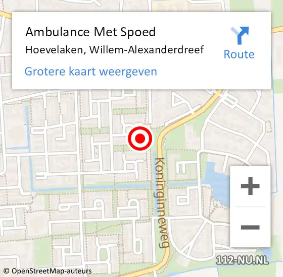 Locatie op kaart van de 112 melding: Ambulance Met Spoed Naar Hoevelaken, Willem-Alexanderdreef op 16 november 2022 04:36