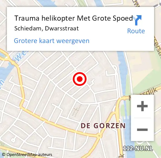 Locatie op kaart van de 112 melding: Trauma helikopter Met Grote Spoed Naar Schiedam, Dwarsstraat op 16 november 2022 05:47