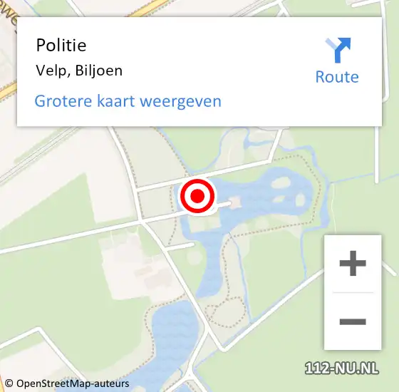 Locatie op kaart van de 112 melding: Politie Velp, Biljoen op 16 november 2022 05:55