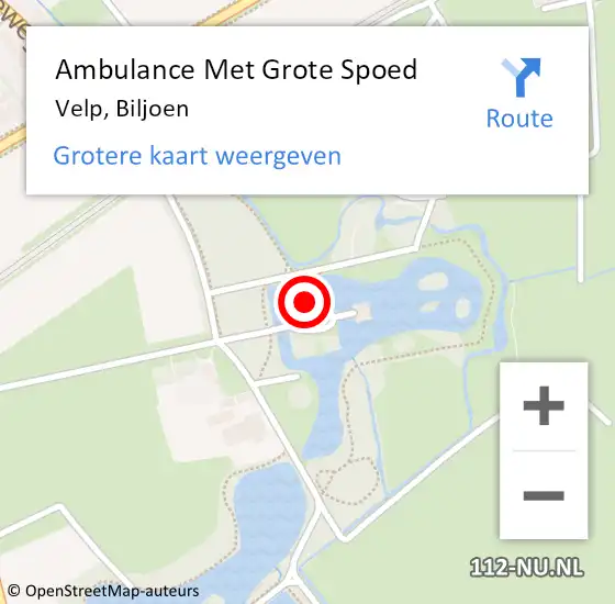 Locatie op kaart van de 112 melding: Ambulance Met Grote Spoed Naar Velp, Biljoen op 16 november 2022 05:56