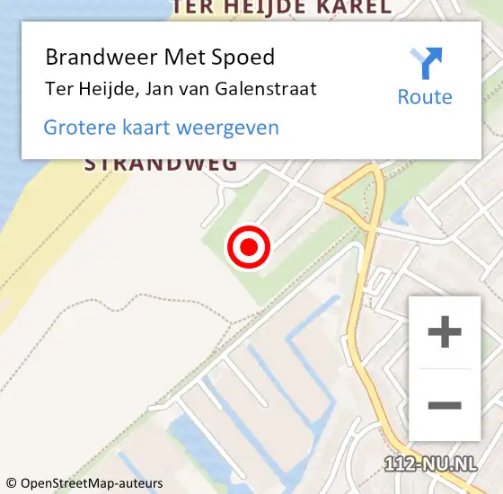 Locatie op kaart van de 112 melding: Brandweer Met Spoed Naar Ter Heijde, Jan van Galenstraat op 16 november 2022 06:22