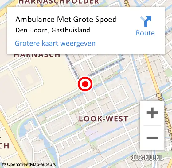 Locatie op kaart van de 112 melding: Ambulance Met Grote Spoed Naar Den Hoorn, Gasthuisland op 16 november 2022 07:07