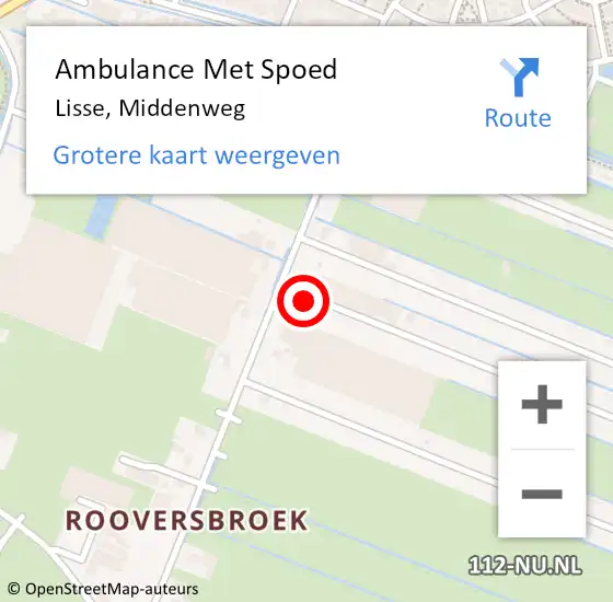 Locatie op kaart van de 112 melding: Ambulance Met Spoed Naar Lisse, Middenweg op 16 november 2022 07:15