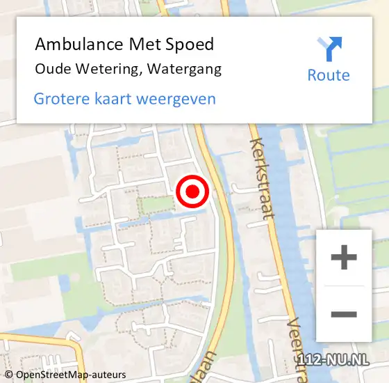 Locatie op kaart van de 112 melding: Ambulance Met Spoed Naar Oude Wetering, Watergang op 16 november 2022 07:48