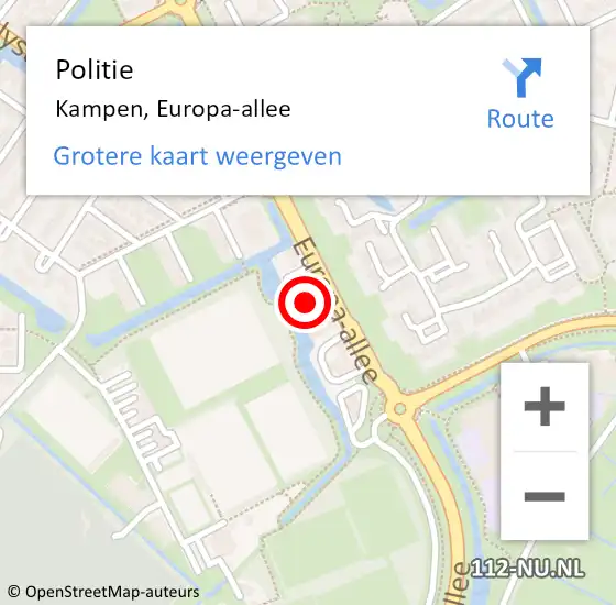 Locatie op kaart van de 112 melding: Politie Kampen, Europa-allee op 16 november 2022 07:49