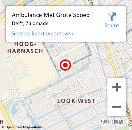 Locatie op kaart van de 112 melding: Ambulance Met Grote Spoed Naar Delft, Zuidmade op 16 november 2022 08:07