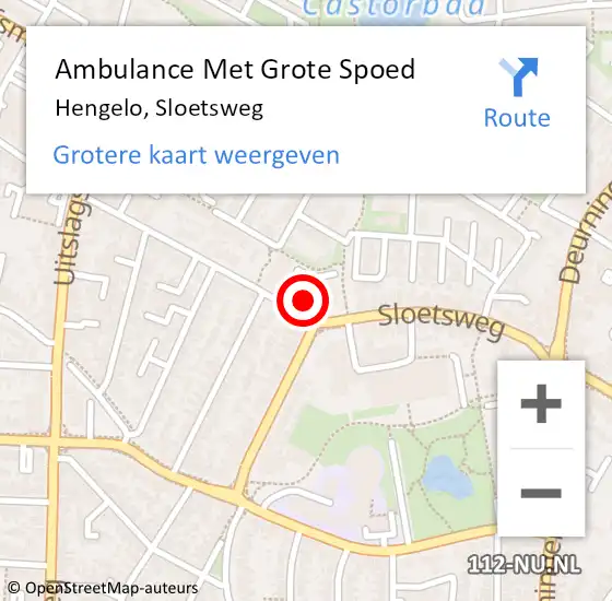 Locatie op kaart van de 112 melding: Ambulance Met Grote Spoed Naar Hengelo, Sloetsweg op 16 november 2022 08:07