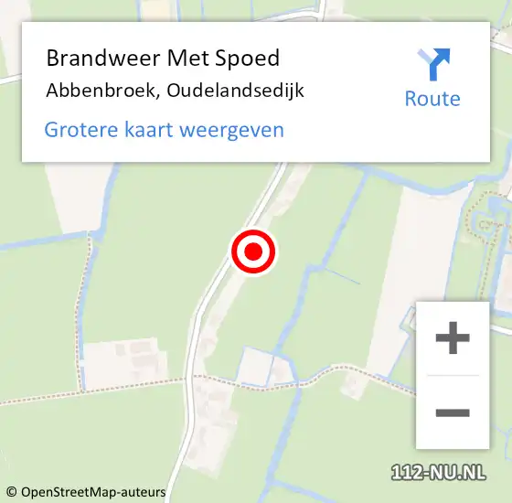 Locatie op kaart van de 112 melding: Brandweer Met Spoed Naar Abbenbroek, Oudelandsedijk op 16 november 2022 08:27