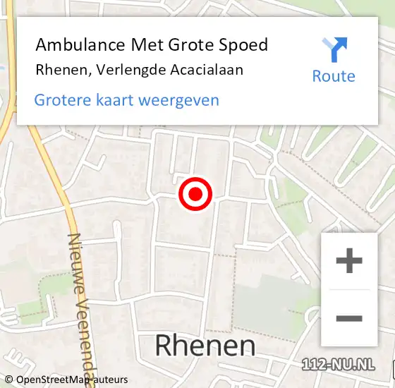 Locatie op kaart van de 112 melding: Ambulance Met Grote Spoed Naar Rhenen, Verlengde Acacialaan op 16 november 2022 08:33