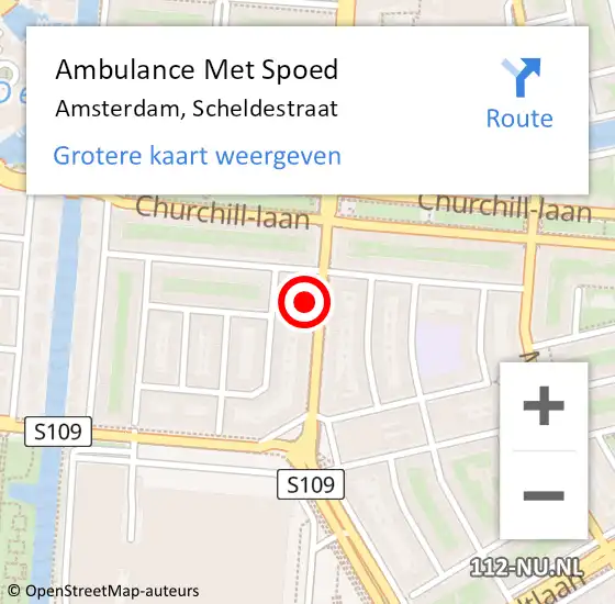 Locatie op kaart van de 112 melding: Ambulance Met Spoed Naar Amsterdam, Scheldestraat op 16 november 2022 08:43