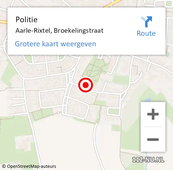 Locatie op kaart van de 112 melding: Politie Aarle-Rixtel, Broekelingstraat op 16 november 2022 08:58