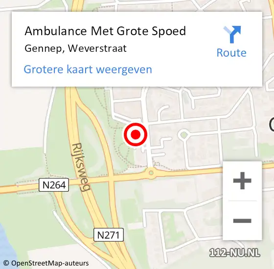 Locatie op kaart van de 112 melding: Ambulance Met Grote Spoed Naar Gennep, Weverstraat op 16 november 2022 09:24