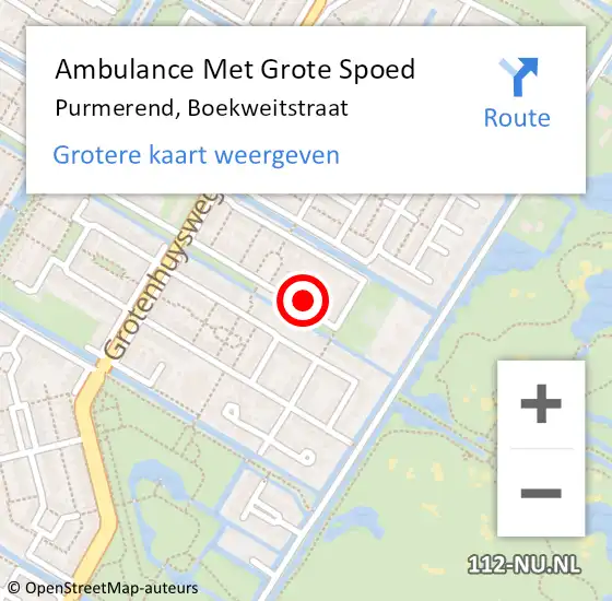 Locatie op kaart van de 112 melding: Ambulance Met Grote Spoed Naar Purmerend, Boekweitstraat op 16 november 2022 09:32