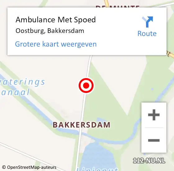 Locatie op kaart van de 112 melding: Ambulance Met Spoed Naar Oostburg, Bakkersdam op 5 augustus 2014 08:25