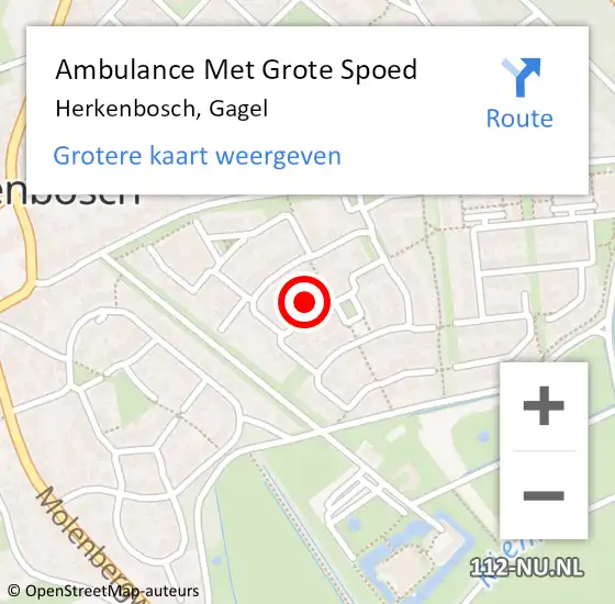 Locatie op kaart van de 112 melding: Ambulance Met Grote Spoed Naar Herkenbosch, Gagel op 16 november 2022 10:01