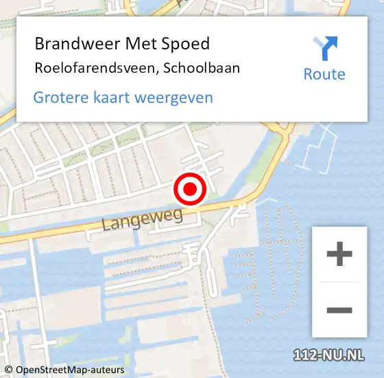 Locatie op kaart van de 112 melding: Brandweer Met Spoed Naar Roelofarendsveen, Schoolbaan op 16 november 2022 10:02