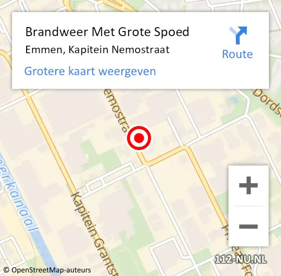 Locatie op kaart van de 112 melding: Brandweer Met Grote Spoed Naar Emmen, Kapitein Nemostraat op 16 november 2022 10:02