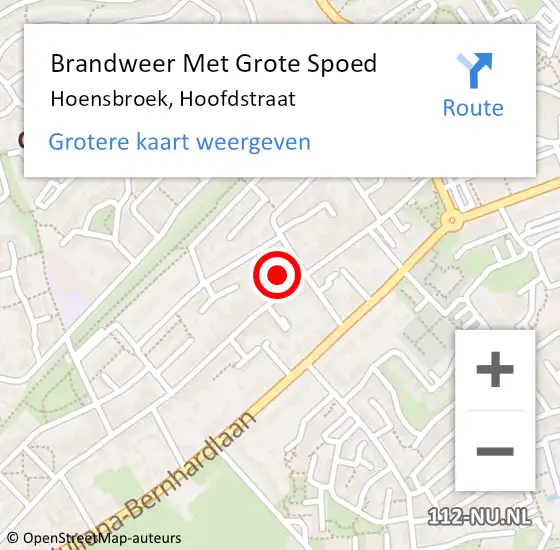 Locatie op kaart van de 112 melding: Brandweer Met Grote Spoed Naar Hoensbroek, Hoofdstraat op 16 november 2022 10:11