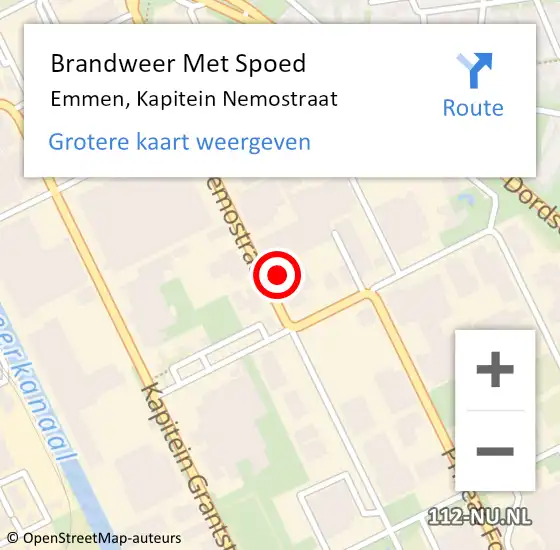 Locatie op kaart van de 112 melding: Brandweer Met Spoed Naar Emmen, Kapitein Nemostraat op 16 november 2022 10:11