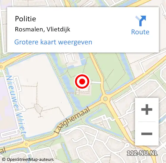 Locatie op kaart van de 112 melding: Politie Rosmalen, Vlietdijk op 16 november 2022 10:14