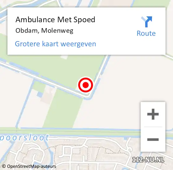 Locatie op kaart van de 112 melding: Ambulance Met Spoed Naar Obdam, Molenweg op 16 november 2022 10:15