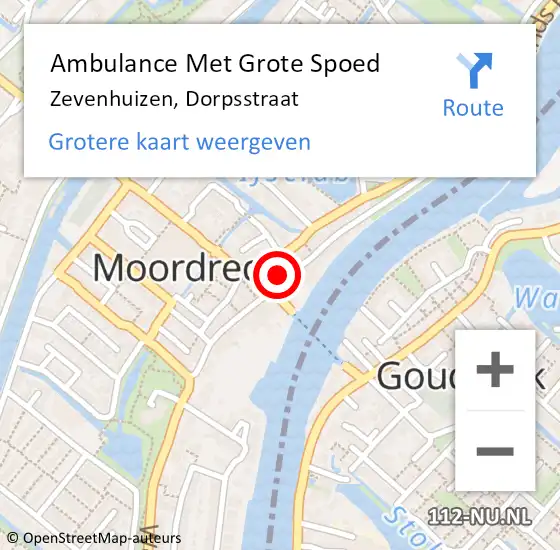 Locatie op kaart van de 112 melding: Ambulance Met Grote Spoed Naar Zevenhuizen, Dorpsstraat op 16 november 2022 10:21