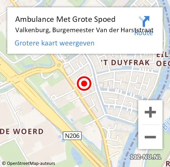 Locatie op kaart van de 112 melding: Ambulance Met Grote Spoed Naar Valkenburg, Burgemeester Van der Harststraat op 16 november 2022 10:44