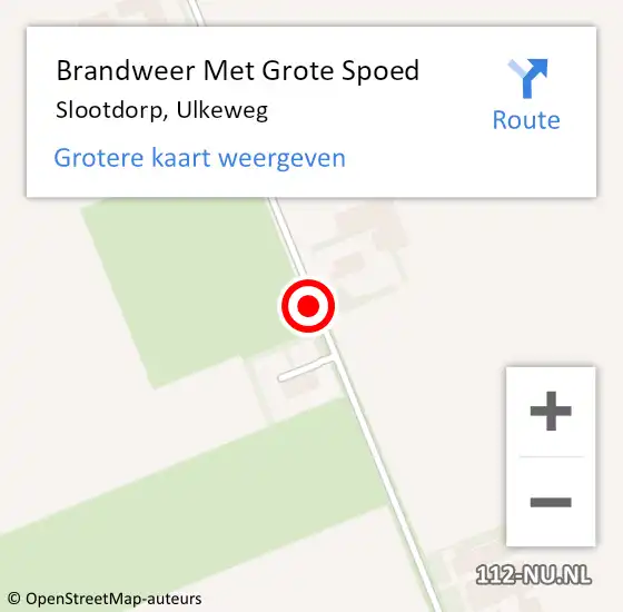 Locatie op kaart van de 112 melding: Brandweer Met Grote Spoed Naar Slootdorp, Ulkeweg op 16 november 2022 11:39