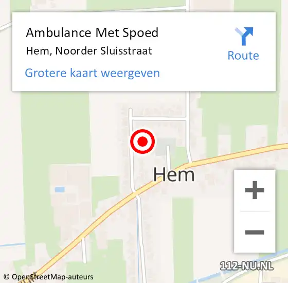 Locatie op kaart van de 112 melding: Ambulance Met Spoed Naar Hem, Noorder Sluisstraat op 16 november 2022 11:39