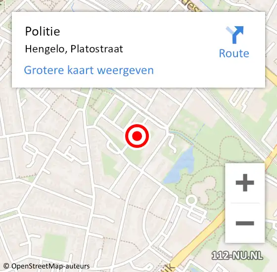 Locatie op kaart van de 112 melding: Politie Hengelo, Platostraat op 16 november 2022 11:40