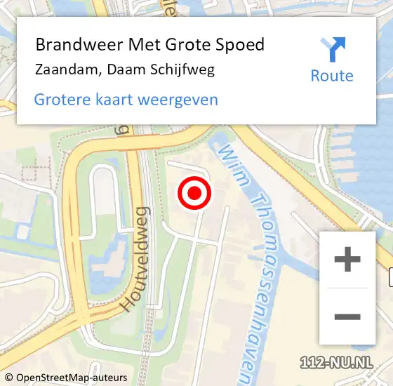 Locatie op kaart van de 112 melding: Brandweer Met Grote Spoed Naar Zaandam, Daam Schijfweg op 16 november 2022 11:41