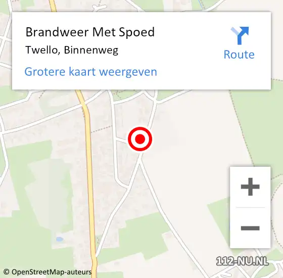 Locatie op kaart van de 112 melding: Brandweer Met Spoed Naar Twello, Binnenweg op 16 november 2022 11:51