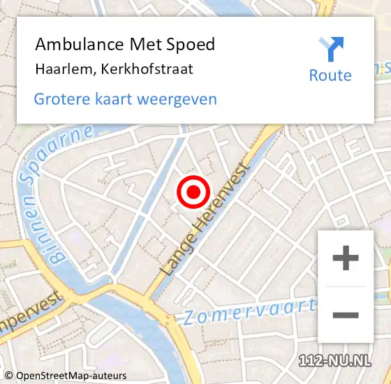 Locatie op kaart van de 112 melding: Ambulance Met Spoed Naar Haarlem, Kerkhofstraat op 16 november 2022 11:53