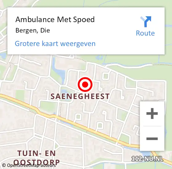 Locatie op kaart van de 112 melding: Ambulance Met Spoed Naar Bergen, Die op 16 november 2022 12:14