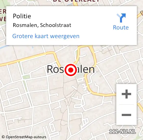 Locatie op kaart van de 112 melding: Politie Rosmalen, Schoolstraat op 16 november 2022 12:48