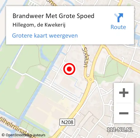 Locatie op kaart van de 112 melding: Brandweer Met Grote Spoed Naar Hillegom, de Kwekerij op 16 november 2022 12:50