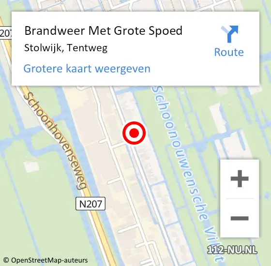 Locatie op kaart van de 112 melding: Brandweer Met Grote Spoed Naar Stolwijk, Tentweg op 16 november 2022 12:55