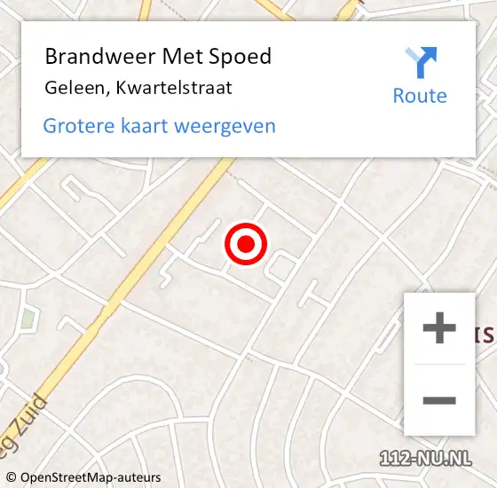 Locatie op kaart van de 112 melding: Brandweer Met Spoed Naar Geleen, Kwartelstraat op 16 november 2022 12:58