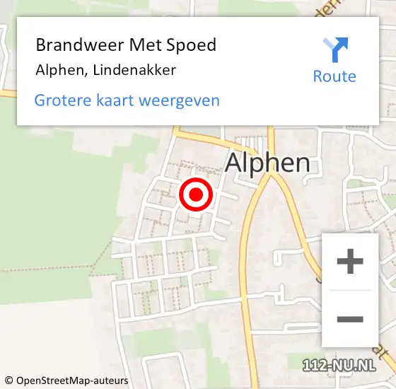 Locatie op kaart van de 112 melding: Brandweer Met Spoed Naar Alphen, Lindenakker op 16 november 2022 13:09